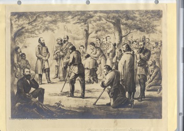 Sketch of Stonewall Jackson and his men praying.