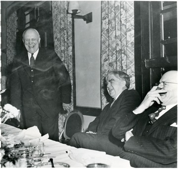 Two coal officials laughing with John L. Lewis during a Consolidation Coal Co. Inspection trip.