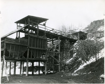 Wooden coal mining structure.