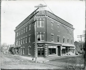 Corner photo of Alderson National Bank (first built 1910).