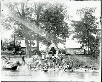 'Note the unusual camp flag over the tent in the center.'