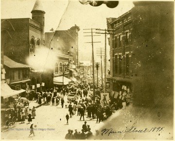 People fill the Main Street in Grafton, W. Va.