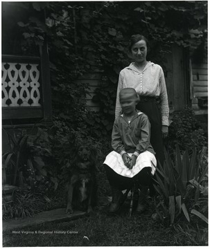 Nellie Schroth Aegerter and Daughter Mariam Aegerter (Doyle) at the Helvetia Aegerter home.  Helvetia, W. Va.
