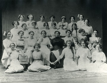 Group portrait of female members of the Sunbeam Philothea class at the Spruce Street United Methodist Church.