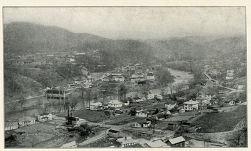 'Plate II - Showing the Town of Sutton, County-Seat of Braxton, looking East up the Elk River, and topography of Conemaugh and Allegheny series'