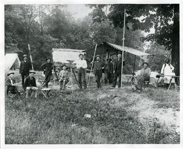 'Baltimore and Ohio Railroad Surveying Party south of Weston, West Virginia, surveying for the Weston to Richwood railroad.'