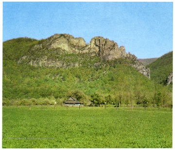 'A towering castle of quartzite, Seneca Rocks rise majestically above the meadows of Pendleton County.'