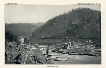 Railroad Bridge at Gauley Junction. Illustration from 17th Annual Report of the U.S. Geological Survey.'