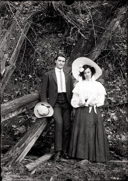 A portrait of a young couple, taken outdoors in Helvetia, W. Va.