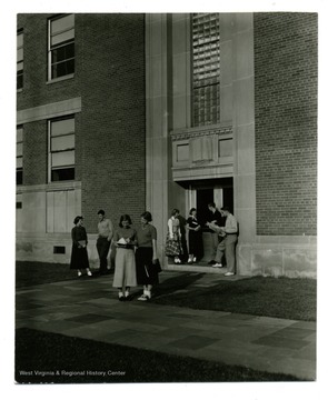 A front door view of Armstrong Hall.