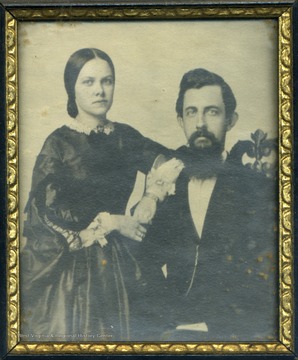 The photograph was taken shortly after the couple were married in Baltimore. Anna Kennedy sympathized strongly with the South and John J. Davis, though voting against secession, turned "copperhead", fighting against both West Virginia Statehood and emancipation of the slaves. They had one son, John W. Davis.