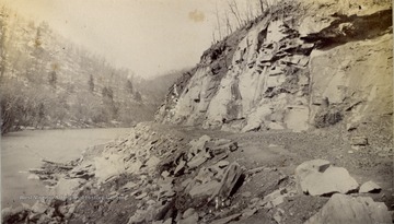 Railroad cut along the Tug Fork River.